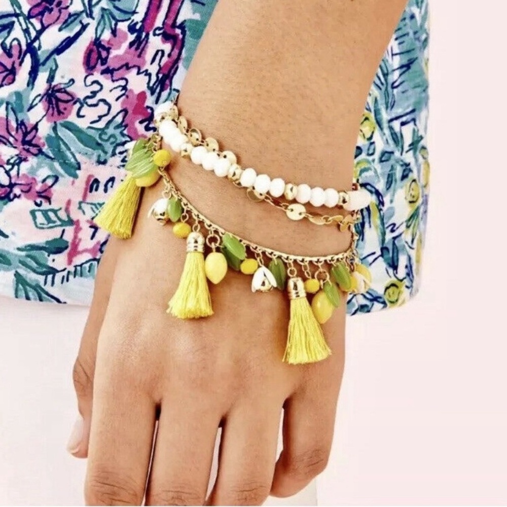 Lilly Pulitzer Lemon Grove Clasp Tassel‎ Bracelet NWT